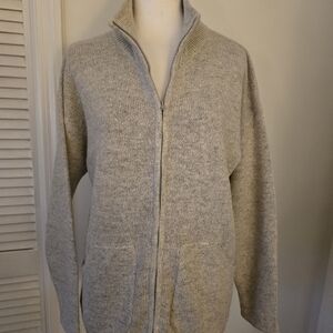 Wonter Silks Gray Zip - Up Knit Cartigan With Front Pockets Sz. (Small)